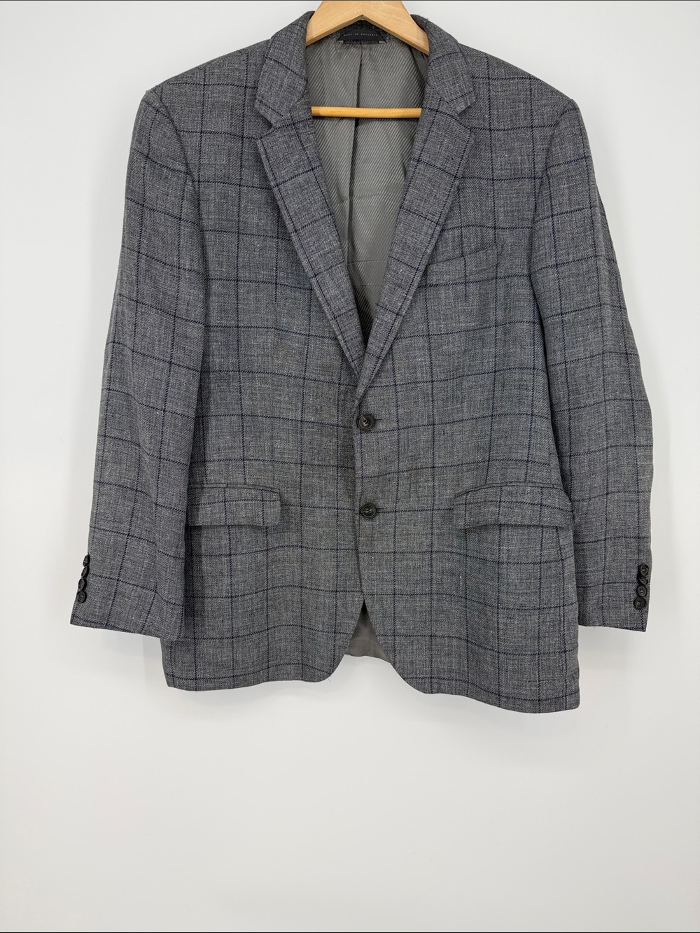Hugo Boss Gray Windowpane Blazer with Navy Check
